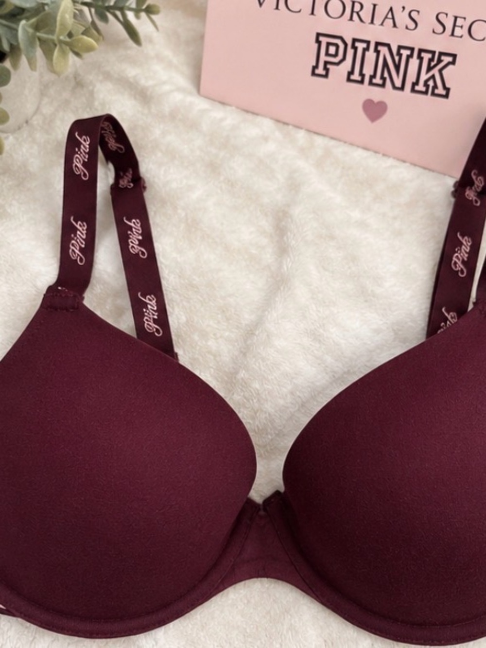 Victoria’s Secret PINK Burgundy T-Shirt Bra – Size 34D